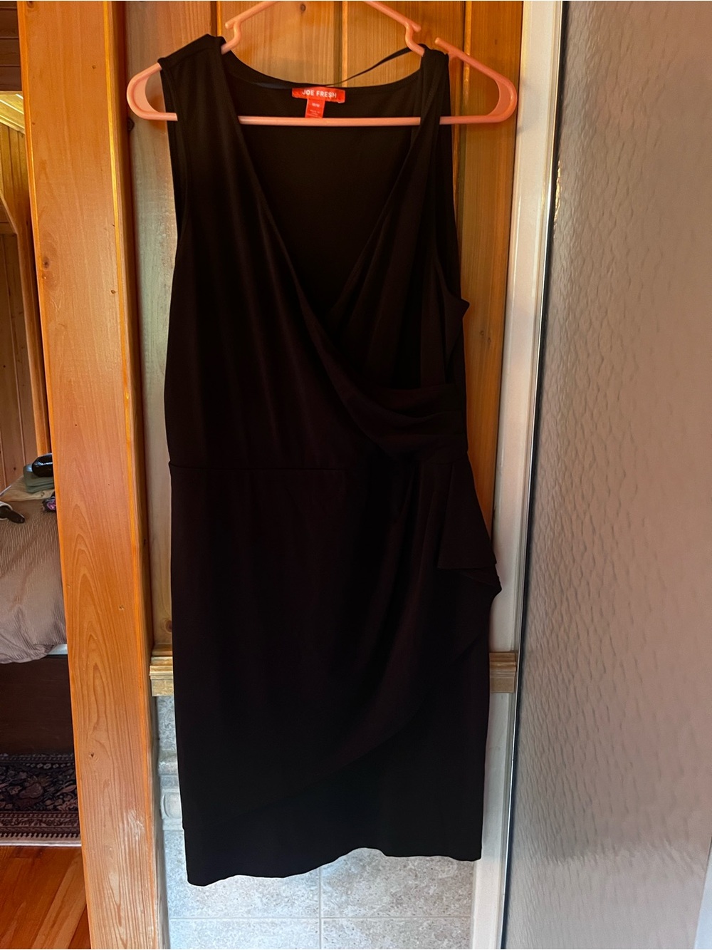 Joe Fresh Black Sleeveless Wrap-Style Midi Dress